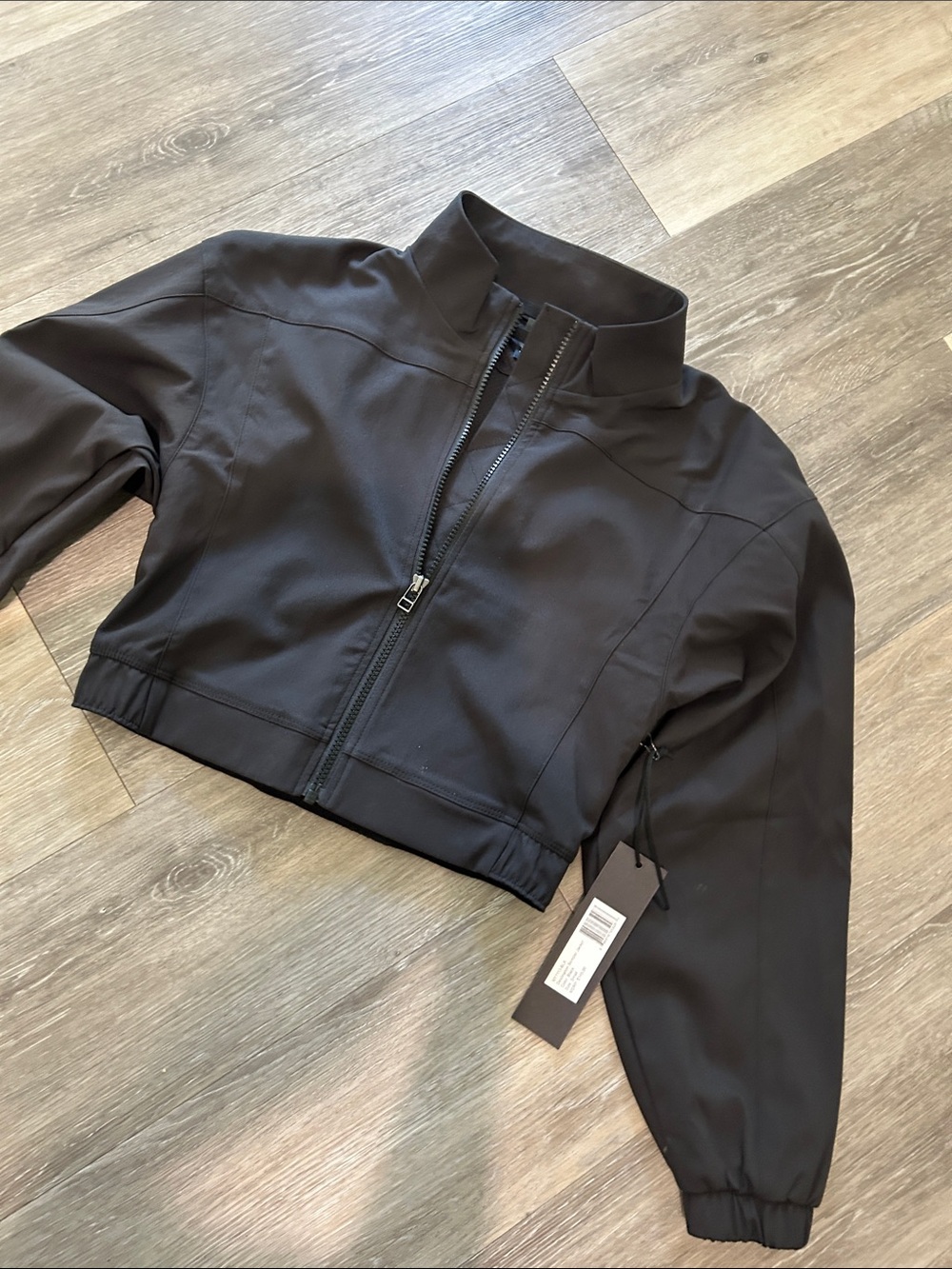 Noli Black Cropped Bomber Jacket